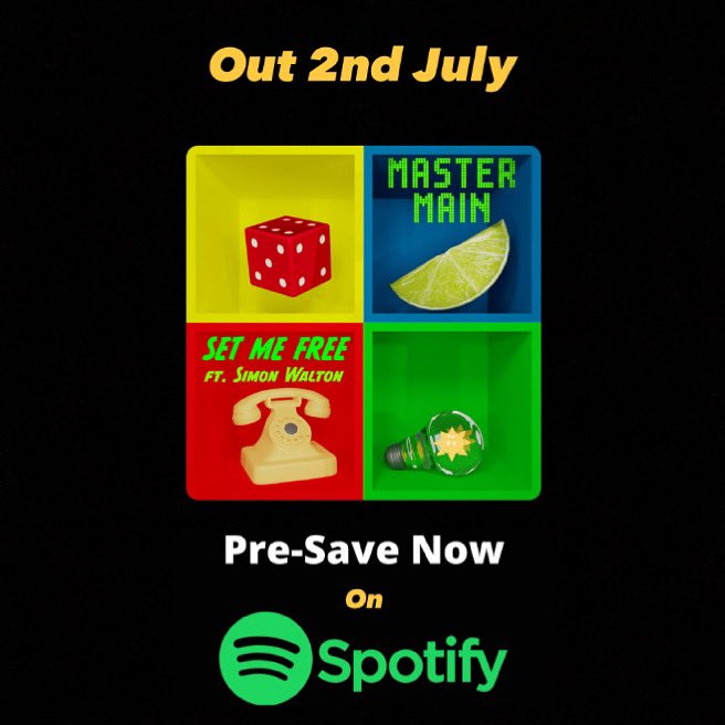 mastermainmusic's tweet photo. Set Me Free.
ft. Simon Walton 
Out 2nd July.🚀☀️
🎵Pre-Save now on Spotify here: https://t.co/AsCYsGGx57 
🟨🟦
🟥🟩
#MasterMain #MasterMainMusic #SetMeFree #NewSingle #electronicmusic #synthpop #simonwalton #yoadnevo #summer #musica #summerhit  #popart #spotify #newmusicalert https://t.co/gmTMHKP6IO