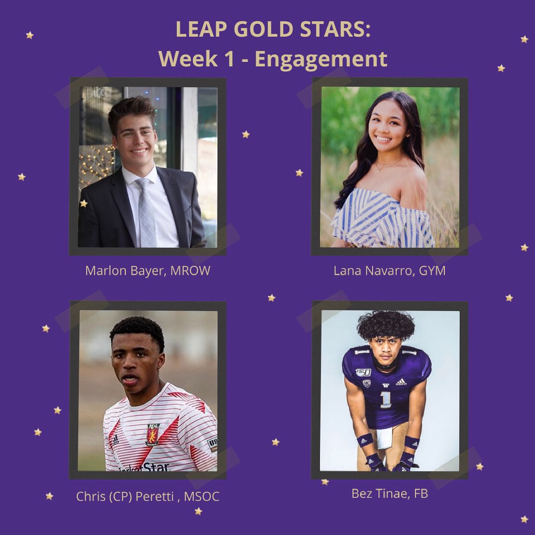 Congrats to our Week 1 Gold Star winners 🌟! The category was engagement and each student below stood out for their contributions!