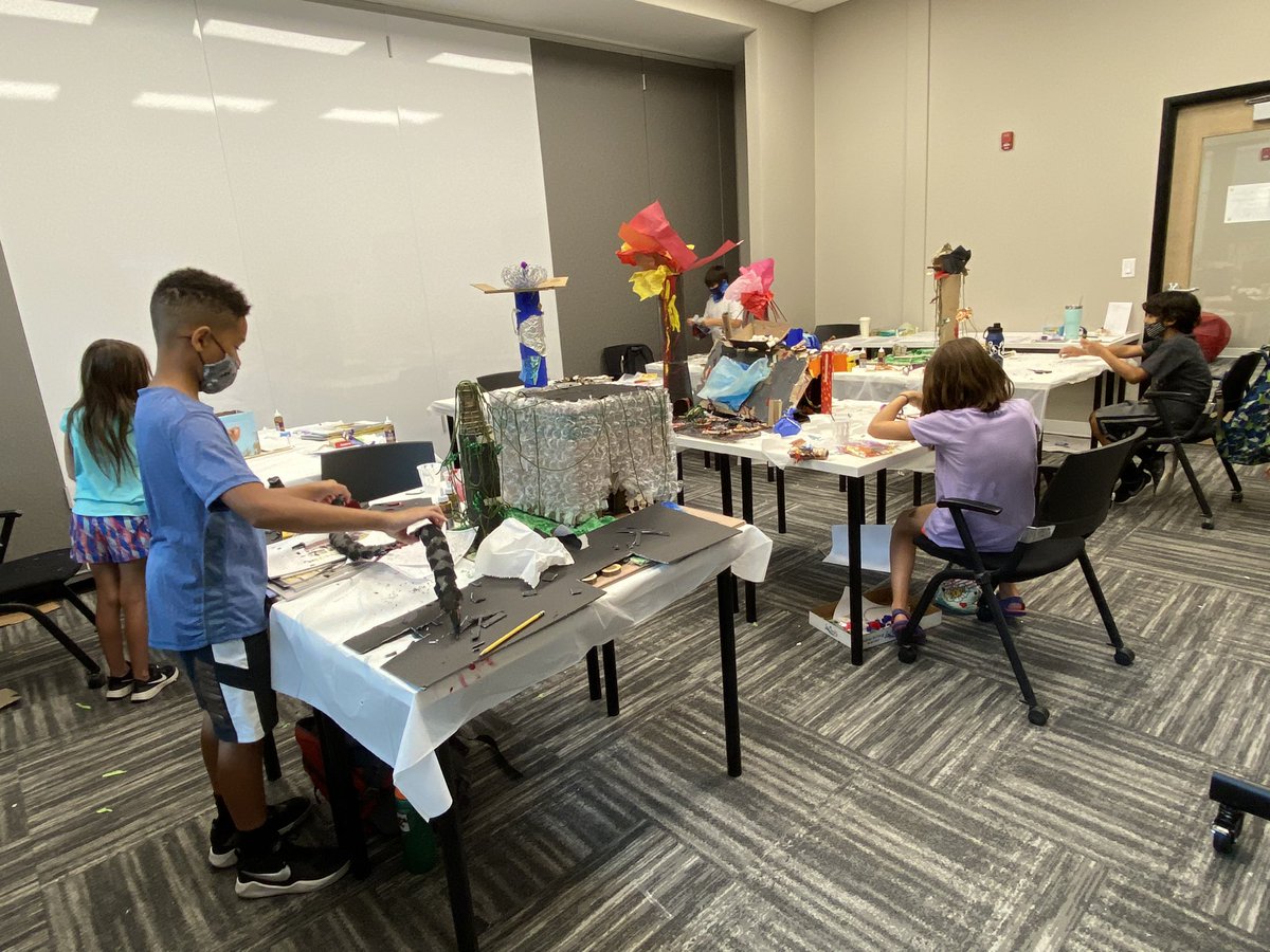 FishersMPG's tweet photo. Our campers had a lot of fun creating with recycled and unique materials they found on the Nickel Plate Trail. Thank you to @HighFreqArts for leading our camp! 🛠🎨 https://t.co/nYfRFBcKMR