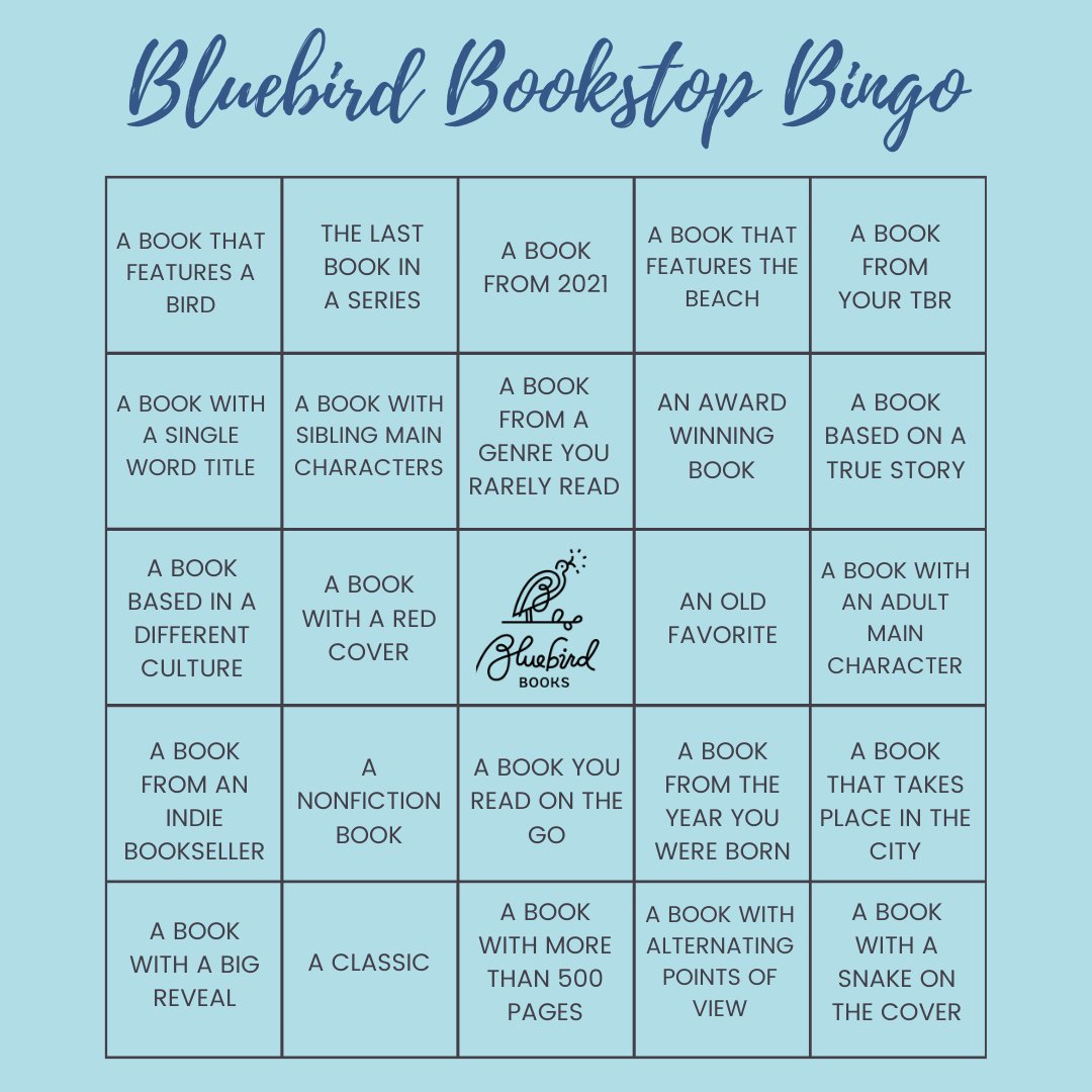 BBookstop's tweet image. Join in on all the fun!! Check out @bluebirdbookstop on instagram for details and start building up those TBRs!!! #bluebirdbooksbingo #booktwt #BookTwitter