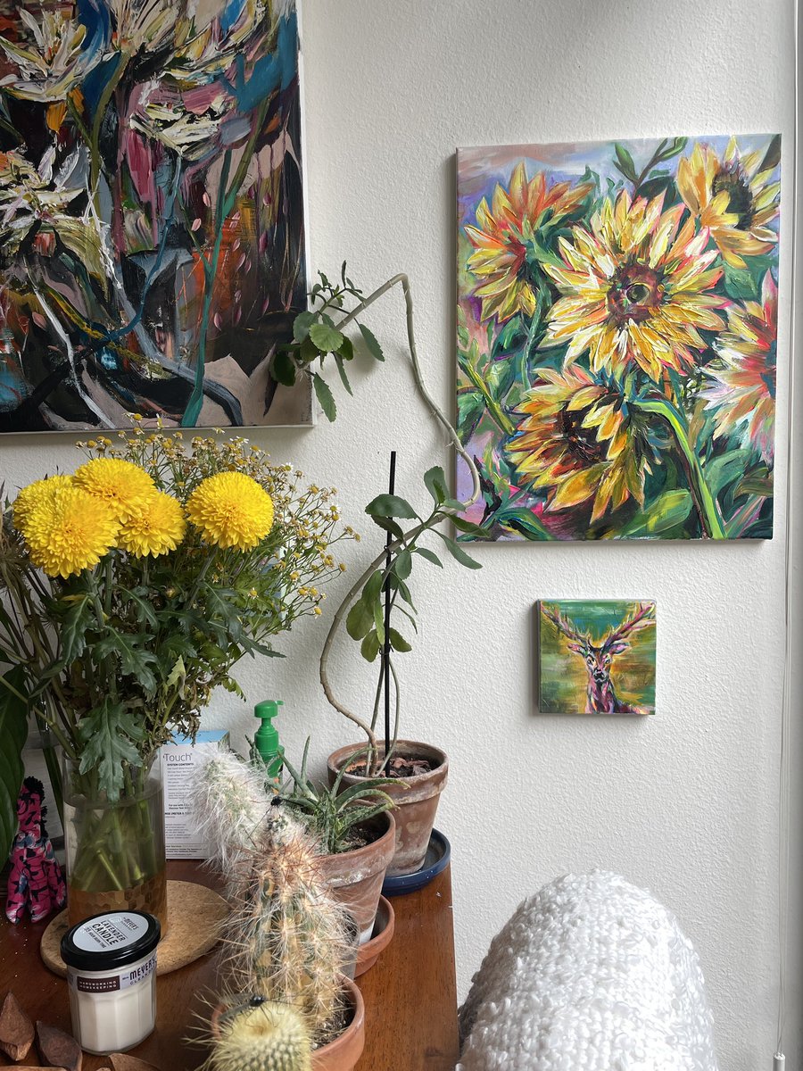 junyartsjun's tweet photo. Sunflowers for your Monday! 20”x16” acrylic on canvas. Just finished the painting 🖼 #sunflowers #floralart #junyang #sfartist #sfart #SanFrancisco #floralart https://t.co/kA7DbhGbMi