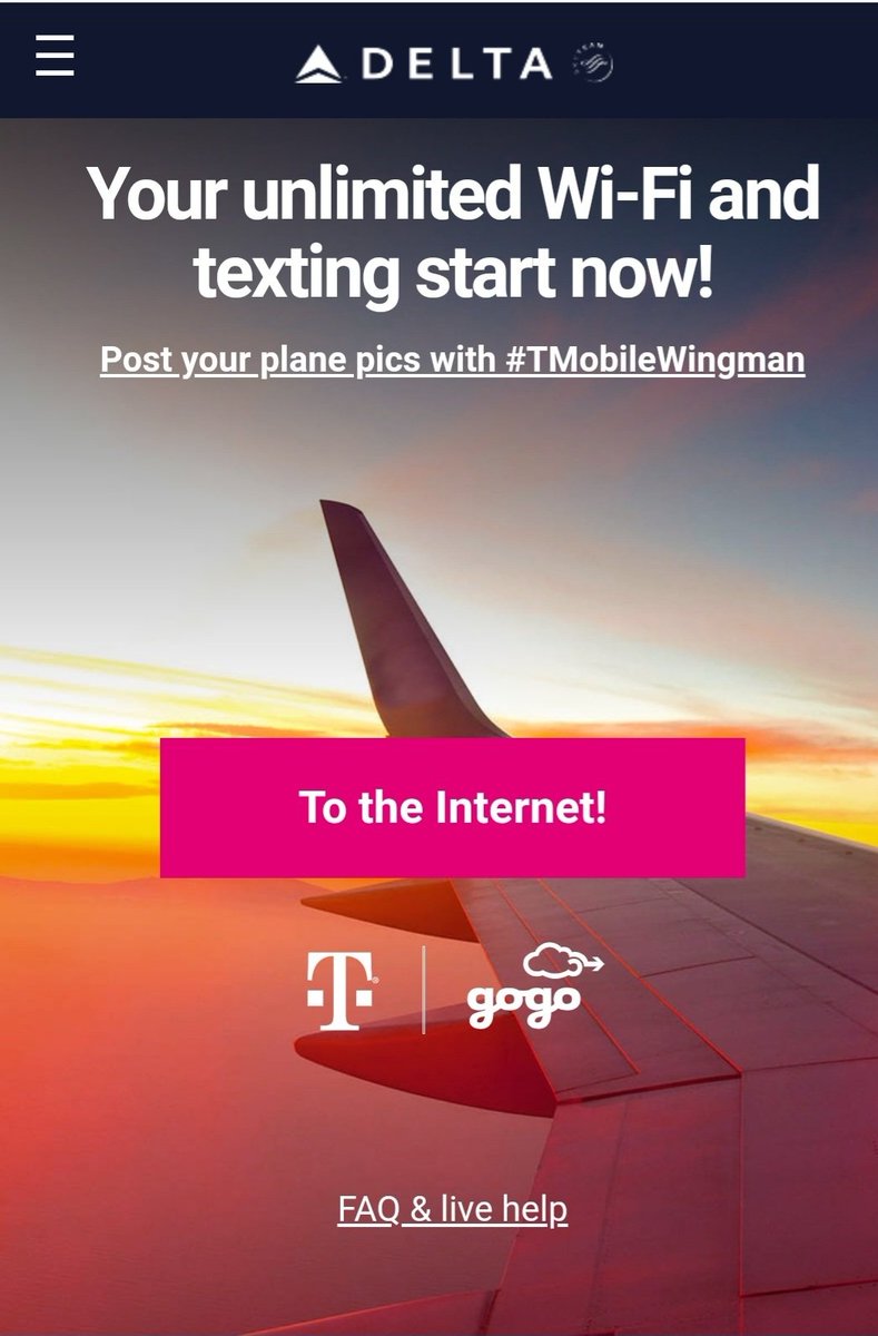 JArienzo's tweet photo. My #TMobileWingman fell asleep on me 😆😴 Thanks to @TMobile , @Delta and
my free #gogowifi I'll keep myself entertained😁 ✈️
Orlando here we come! 🌞 https://t.co/RkGH7ibIbC