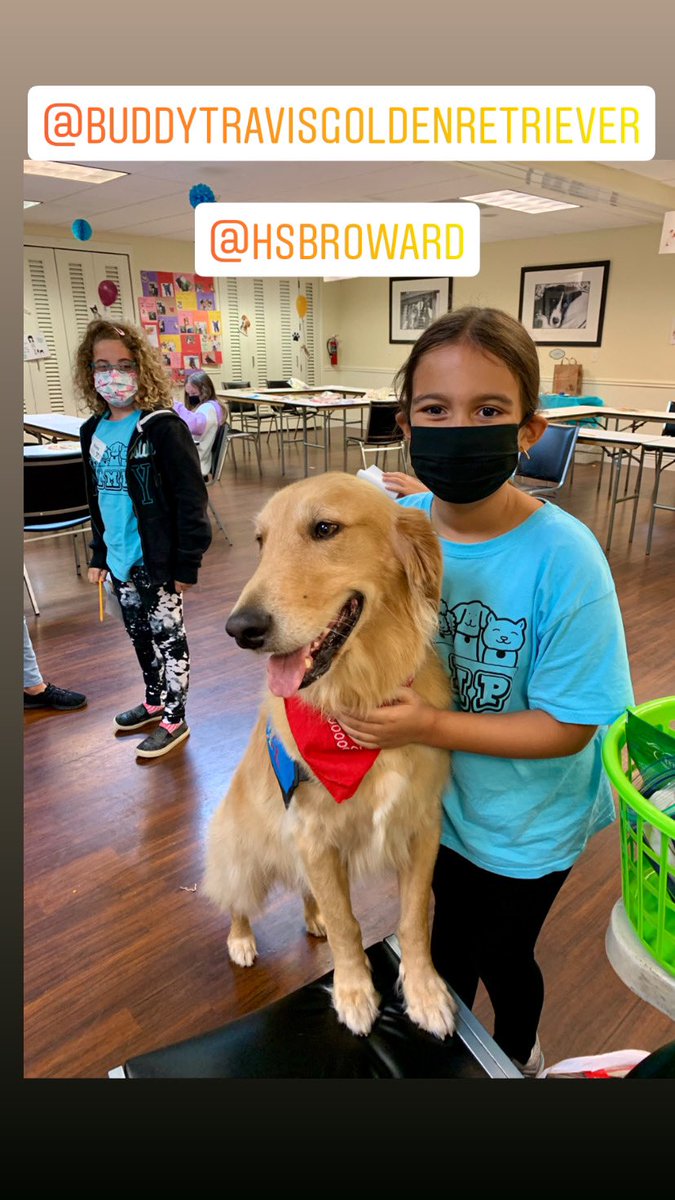 suetravis41's tweet photo. Buddy went to HSBROWARD Day Camp today.  He had a great visit and was such an amazing ambassador for the Humane Society.  He supervised the kids getting food ready for the shelter dogs.  He was so well behaved despite the giant containers of food under his nose. So proud of Buddy https://t.co/o4ss8puthx