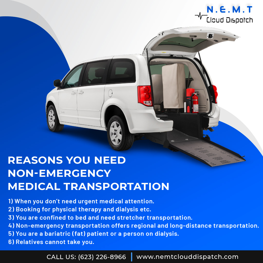 cloud_nemt's tweet image. The reason you Need Non-Emergency Medical Transportation | Dispatching Software 
Call Us for a Free Demo or further query: 623-226-8966
Visit Our Website: nemtclouddispatch.com  
#nemt #clouddispatch #nemtsoftware #nemtautomation #software #customization