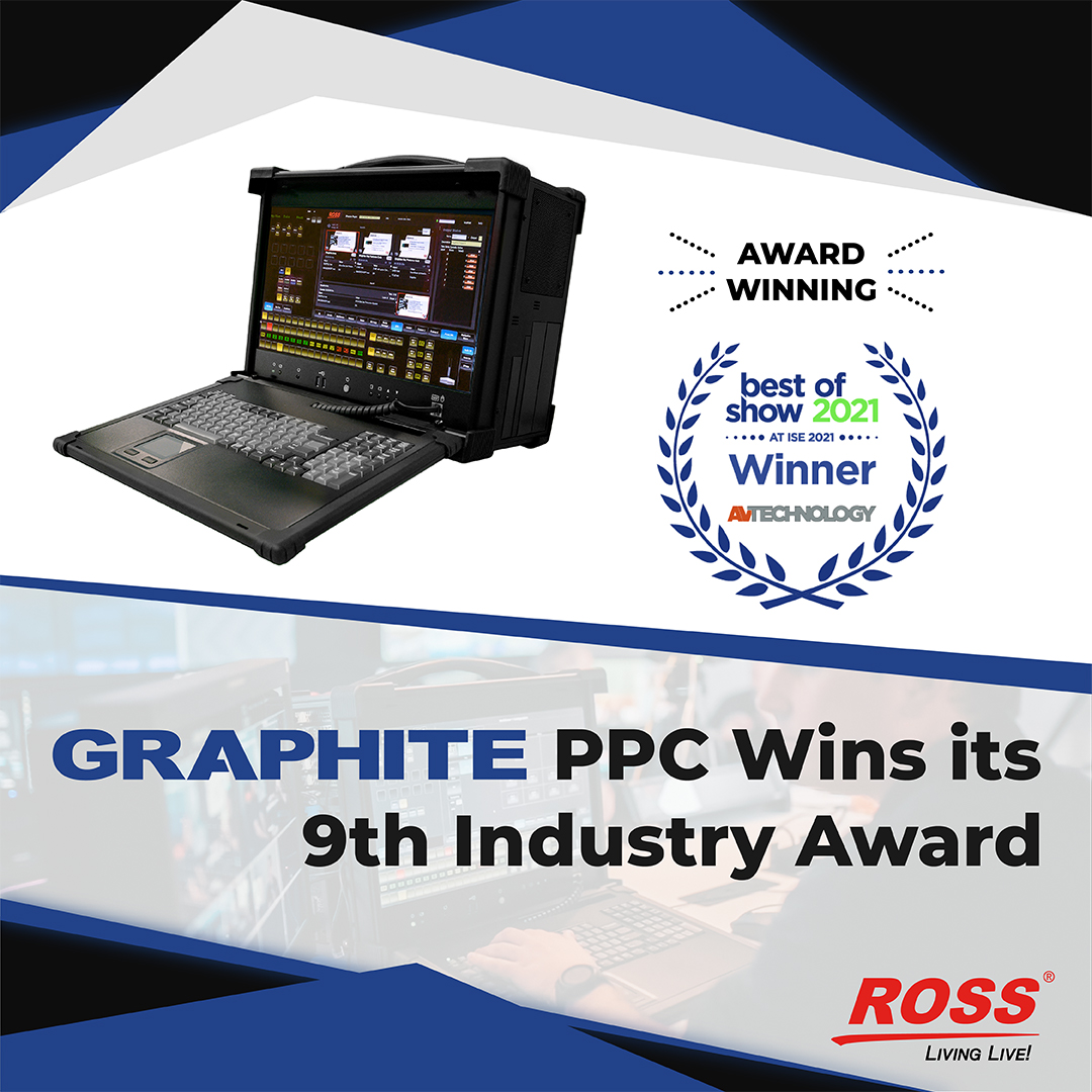 ross_video's tweet photo. Graphite PPC Wins its 9th Industry Award! 🏆
Graphite PPC adds a Best of Show ISE ’21 from @AVTechnologyMag to its long list of industry awards.
Congratulations to the product team! 💪
#GraphitePPC #RossVideo #LivingLive https://t.co/ZK7MiBSSLA