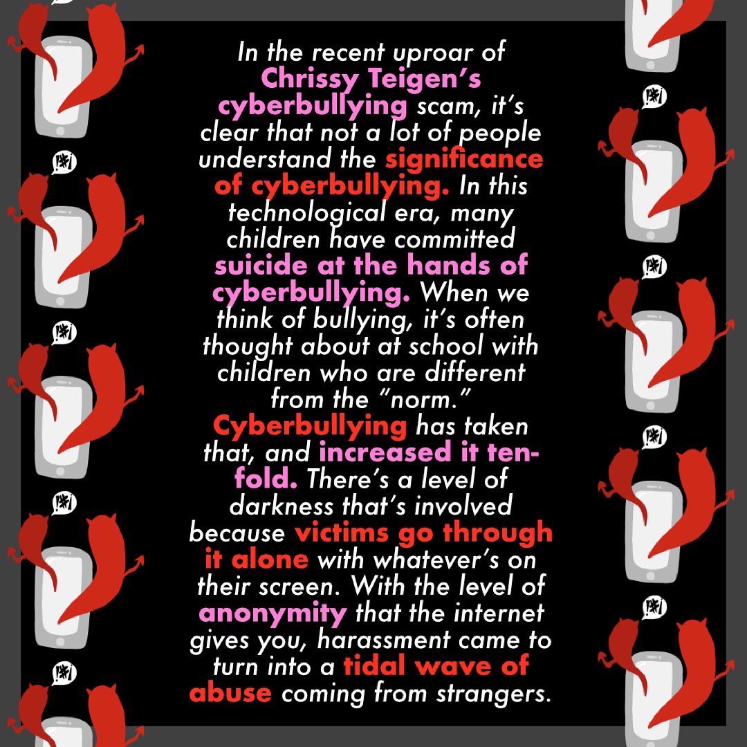 In the recent uproar of Chrissy Teigen’s cyberbullying scam, it’s clear that not a lot of people understand the significance of cyberbullying. Written by Najwa Helyer on COSY. cosy.land/article/what-c… #chrissyteigen #MentalHealthAwareness #MentalHealthAwarenessMonth