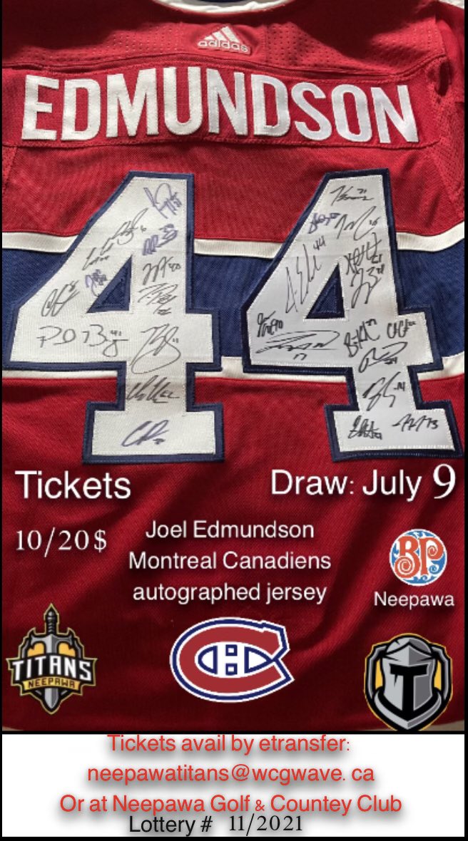 MJHLTitans's tweet photo. 🚨🚨Who wants an autographed @JEdmundson3 @CanadiensMTL jersey? Details are below on how you can get your tickets! Thank you to @JEdmundson3 for your generosity! #GoHabsGo 🚨🚨 #StanleyCup @NeepawaGolf @tibbcam https://t.co/e1hV1JCjXw