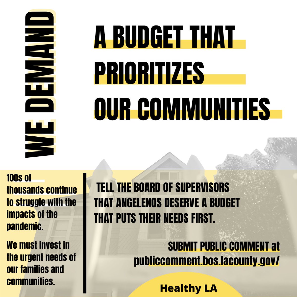 As communities begin to recover from the systemic problems brought to light by the pandemic, the @LACountyBOS 21'-22' budget still fails to fully address the ongoing struggle to achieve racial justice in LA county #HealthyLA #HousingIsTheCure #HousingIsHealth #HousingIsJustice