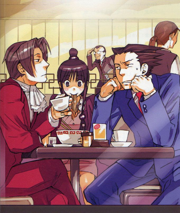 today's red/blue pair of the day is miles edgeworth and phoenix wright from ace a...