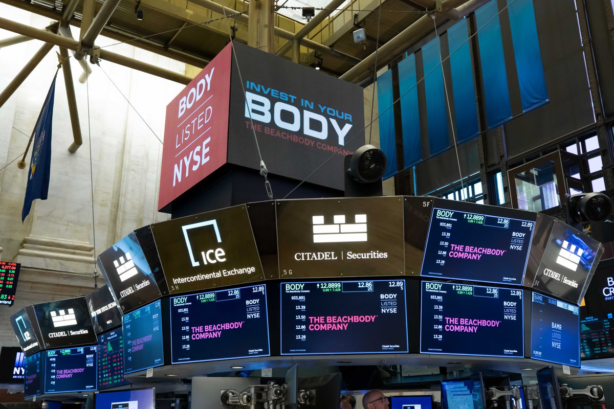 thebeachbodyco's tweet photo. Today The Beachbody Company co-founders @CarlDaikeler &amp; Jon Congdon rang the Opening Bell at @NYSE for the public listing of $BODY. This moment has been 20+ years in the making, but it's time to take it to the next level of growth to help even more people achieve their goals. https://t.co/CmuQAnHe8o