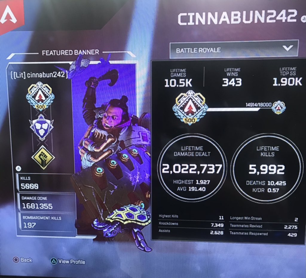 5k kills on Gibby! 2 million overall damage. I’m gonna say, until proven otherwise “I’m the best Gibraltar main in the Bahamas.”