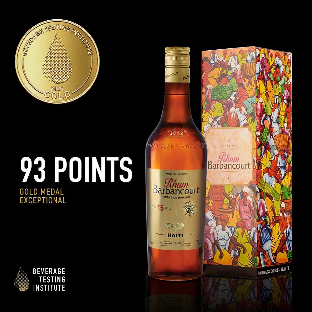 barbancourtHT's tweet photo. Nous sommes fiers d’annoncer que le Rhum Barbancourt Réserve du Domaine, âgé 15 ans, a obtenu la Médaille d’Or du Beverage Testing Institute!
🇭🇹
Proud to announce that #RhumBarbancourt Estate Reserve,aged 15 years earned the Gold Medal from the Beverage Testing Institute! #Haiti https://t.co/r3BdZuH0zc