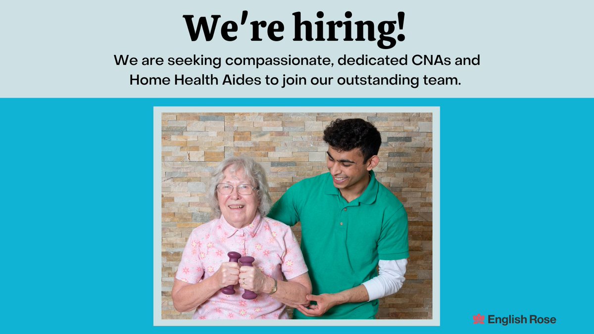 English Rose is hiring Exceptional #Caregivers who:
- Are kind, authentic, helpful &amp; compassionate
- Have a personal interest in helping people with #dementia and complex medical needs

To read more and apply, go to:
englishrosesuites.com/careers/
#hiring #memorycare #alzheimers