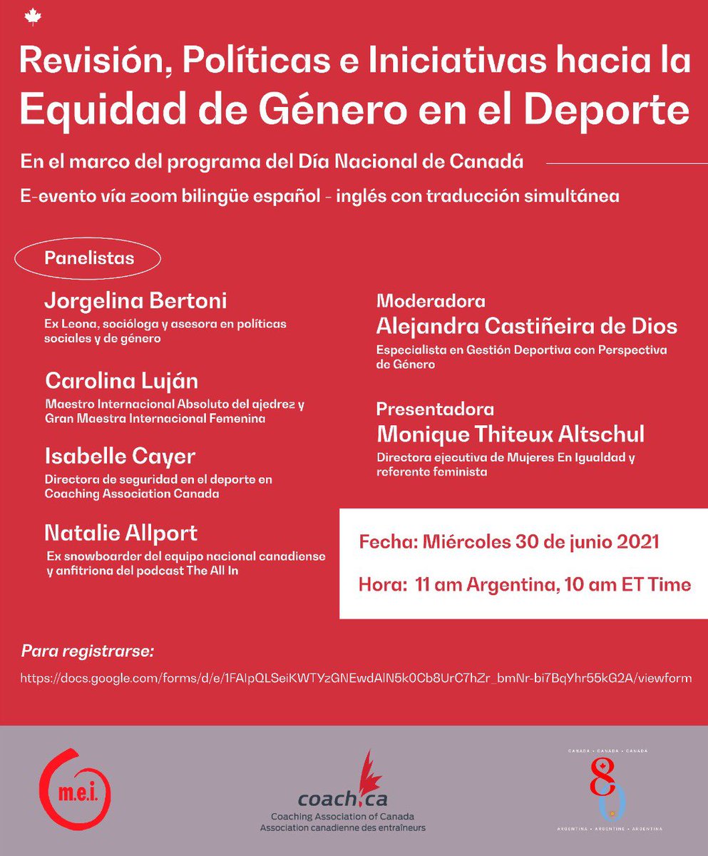 Lujo de evento para pensar la equidad de género en el deporte. Este miércoles 30🗓 ¡No te lo pierdas!