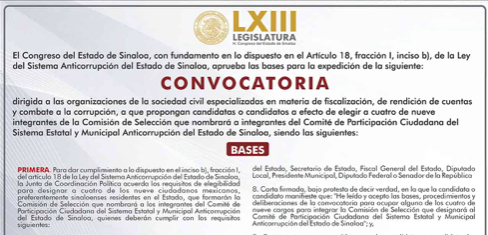 IniSinaloa's tweet photo. 📢Participa en la #Convocatoria para integrar la Comisión de Selección del Sistema Estatal y Municipal Anticorrupción del Estado de Sinaloa. https://t.co/ARYCYZ3DZx 👇

Plazo: 02 de julio https://t.co/s5jB0d2Fiz