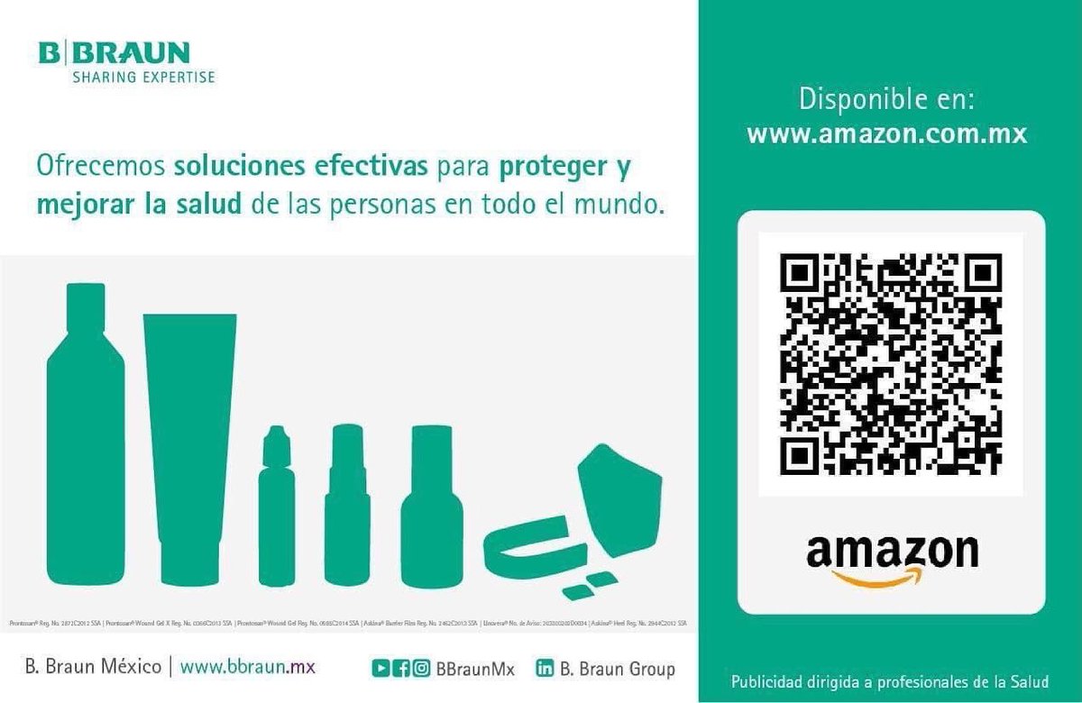 UlcerasMexico's tweet photo. ¡B. Braun ya disponible en #Amazon !
Encuentra nuestros productos para la #PrevenciónDeInfecciones y para el cuidado de la piel – como #Linovera – y recíbelos directo en tu hogar, clínica u hospital.
Búscanos como “BBraun México” o a través de: https://t.co/obUqHmuL1f https://t.co/L5yaddUHBG