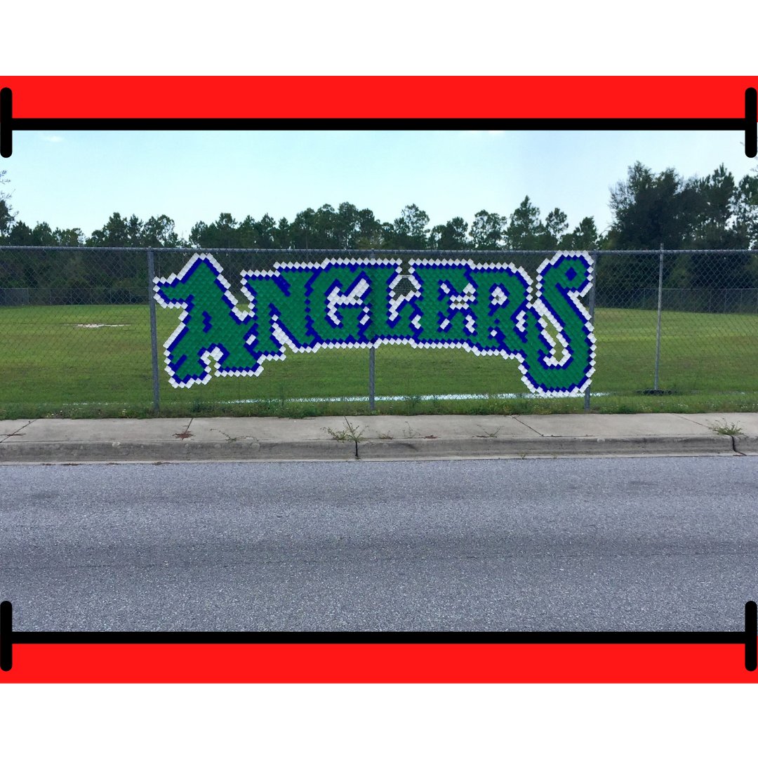 Anglers Design
- Custom Font at 6' 
Shown in KELLY GREEN #105, ROYAL #113  and WHITE #101 

Need a custom design? Visit our webpage to learn more about our custom process! ▶️ ow.ly/3saK50FiJTK