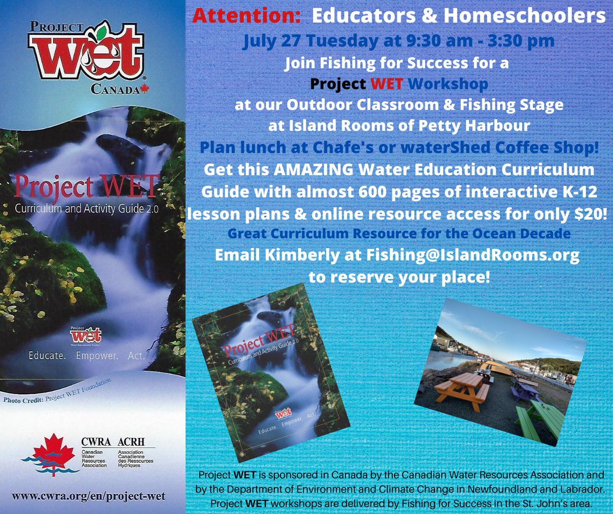 IslandRooms's tweet photo. Hi #Educators #Homeschoolers #Parents Get your Summer plans set &amp; join us for #TeacherTuesday!
Spend a day in Petty Harbour learning about @projectwet #STEM #STEAM #OceanLiteracy 
We will be outside if it's 🌞
In the fishing stage if it's ⛈️
Ask about bringing baby 🚼 https://t.co/k58ZredzTw