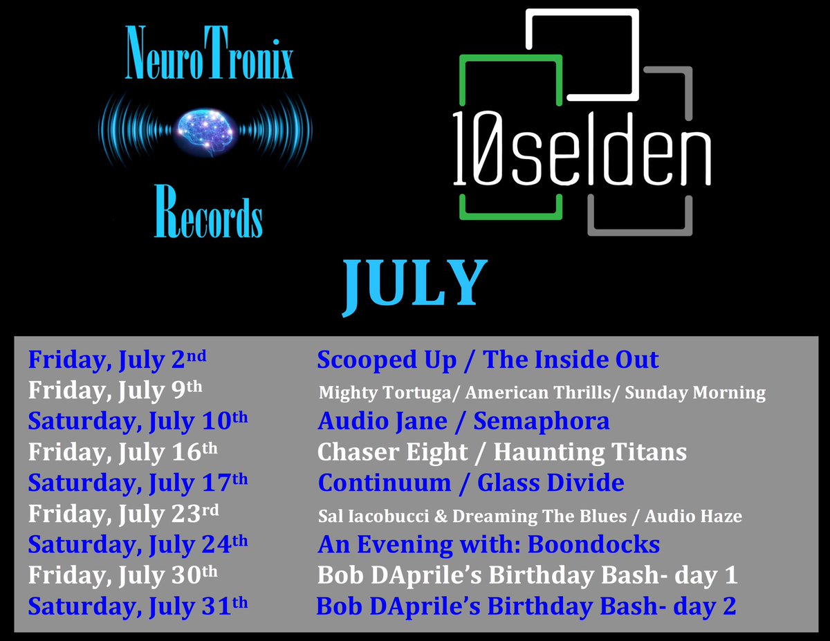 The <a href="/10selden/">@10selden</a> July schedule is out and it looks like it’s going to be another killer month of live music! Visit 10selden.org/events for tickets and info..