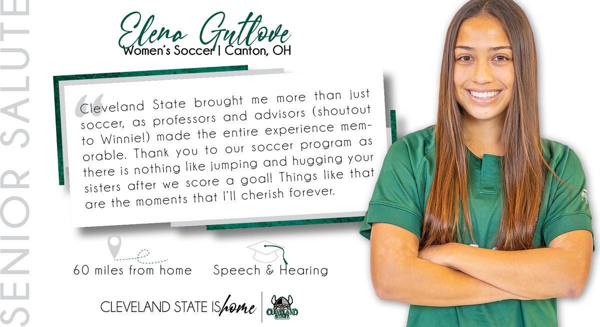 CSU_Athletics's tweet photo. Our final #SeniorSalute features:

💚 Quinn Lemke
💚 Miruna Vasilescu
💚 Elena Gutlove

Always remember your days in the Green &amp; White and know that #CleStateIsHome https://t.co/ecJpUeUaRV