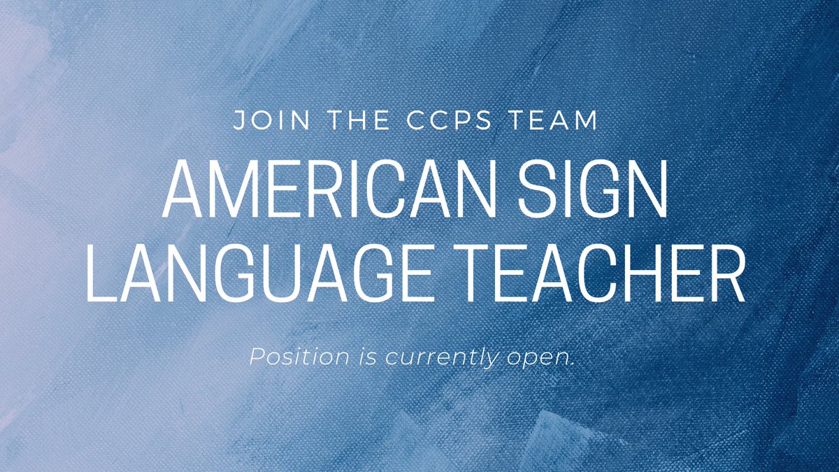 CCPS has an opening for an American Sign Language teacher. Apply online today! calvertnet.tedk12.com/hire/ViewJob.a…