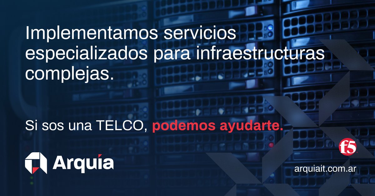 ArquiaIT's tweet photo. Nos integramos con distintos fabricantes y partners para llevar a cabo la implementación de proyectos complejos. Nos especializamos en CGNAT, SIP, DDoS y GI Firewall.
Actualmente somos el partner oficial de servicios profesionales de F5 Networks para services providers y telcos. https://t.co/86MQts1PfT