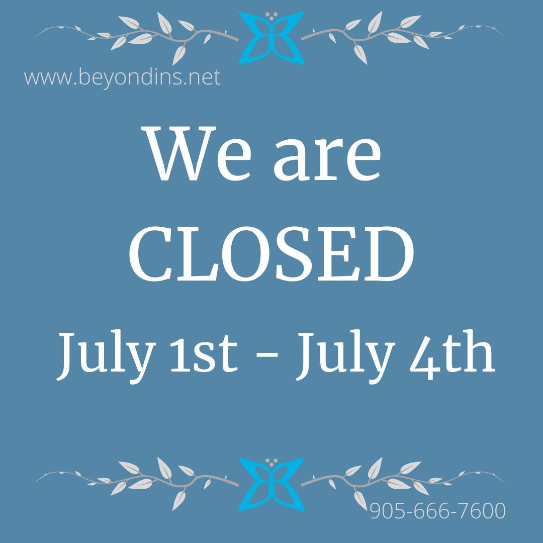 We will be CLOSED July 1-July 4th.  

We will re-open Monday July 5th at 8:30am.  We hope you all have a safe &amp; happy Canada long week end.

Cheers! 🎉 😍