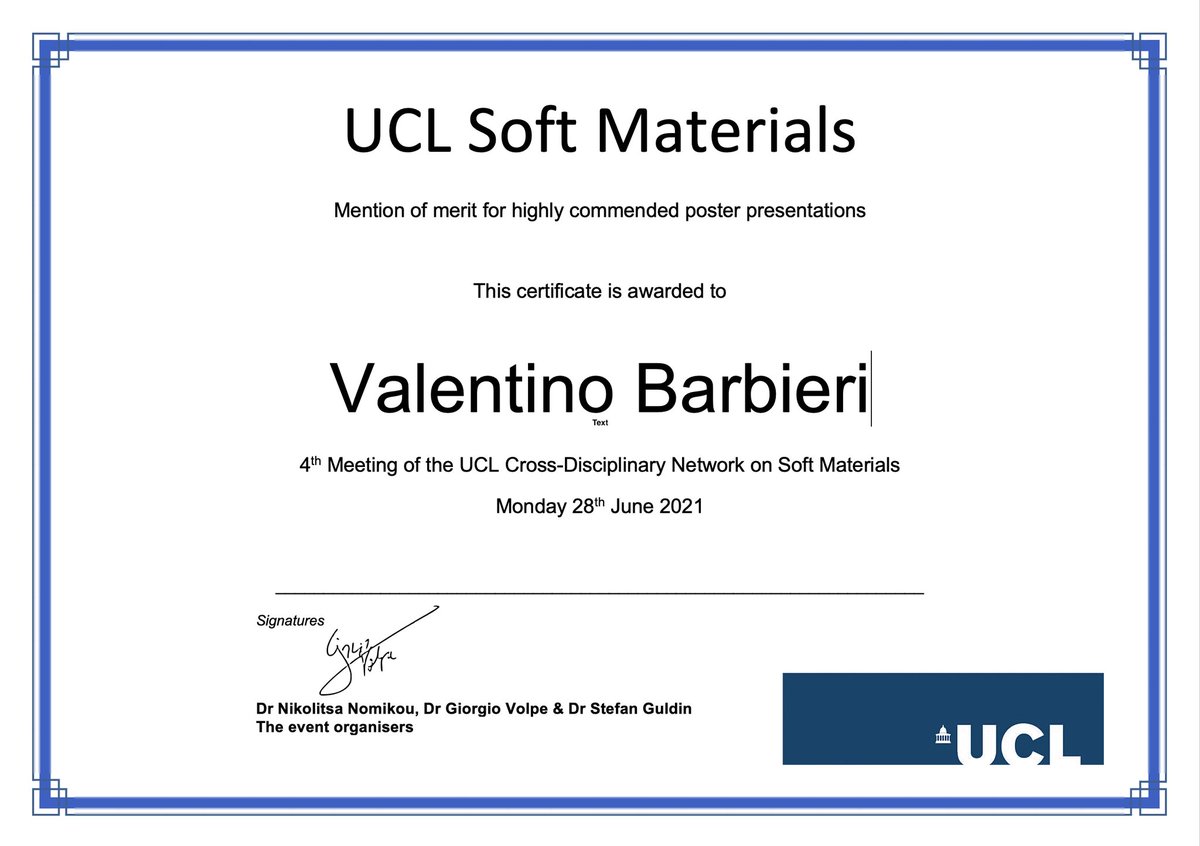 So, this happened earlier today!
So honoured to receive these awards for my contributions to the UCL Soft Material Network Annual event. 
ucl.ac.uk/soft-materials/