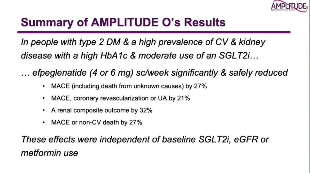AmarPut's tweet photo. It’s a win for Exendin based GLP-1 - Efpeglenatide shows significant CV and renal benefits! Shame we can’t use it!#ADA2021 @DLBHATTMD https://t.co/oFxP8GSefI