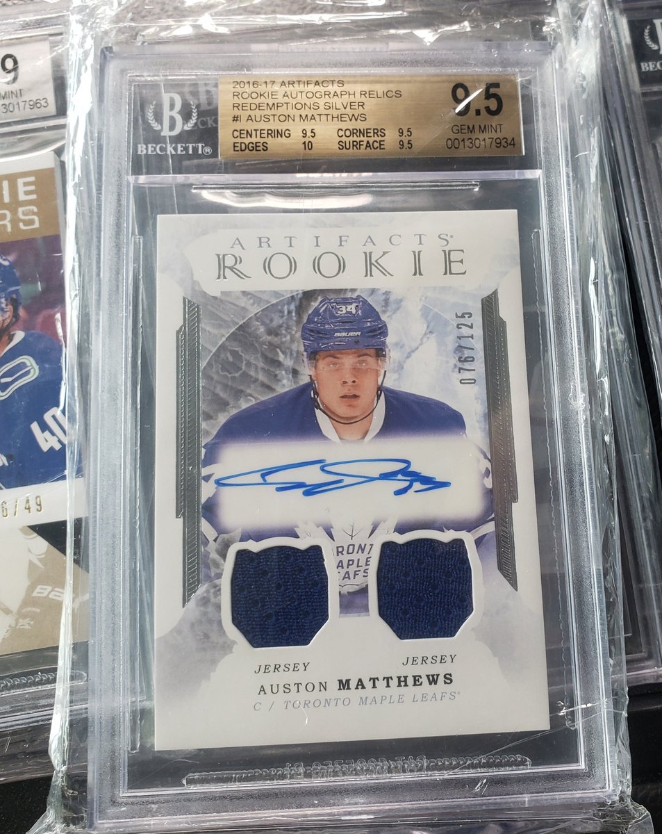 Stephenlew873's tweet photo. @westsportscards Pulled at Wests and graded at Wests. What a monster and great sub grades!! Thanks guys!!!! #austonmathews #leafsnation #rocketrichard #bgs #NHL #GOAT https://t.co/YKC5C1nXc2