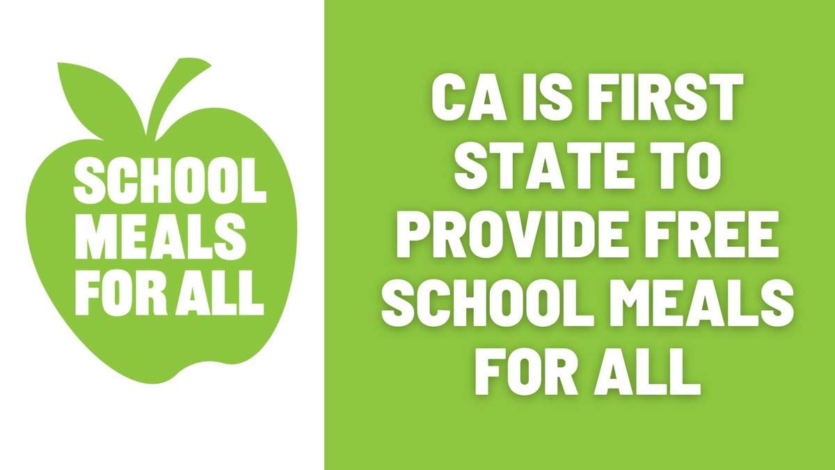 Ecoliteracy's tweet image. We did it!  🎉 🎉 🎉  California makes history as the first state to adopt free #SchoolMealsForAll!

We applaud @GavinNewsom and the State Legislature, especially @NancySkinnerCA @AsmKevinMcCarty @AsmLuzRivas for championing #UniversalMeals for our students.
