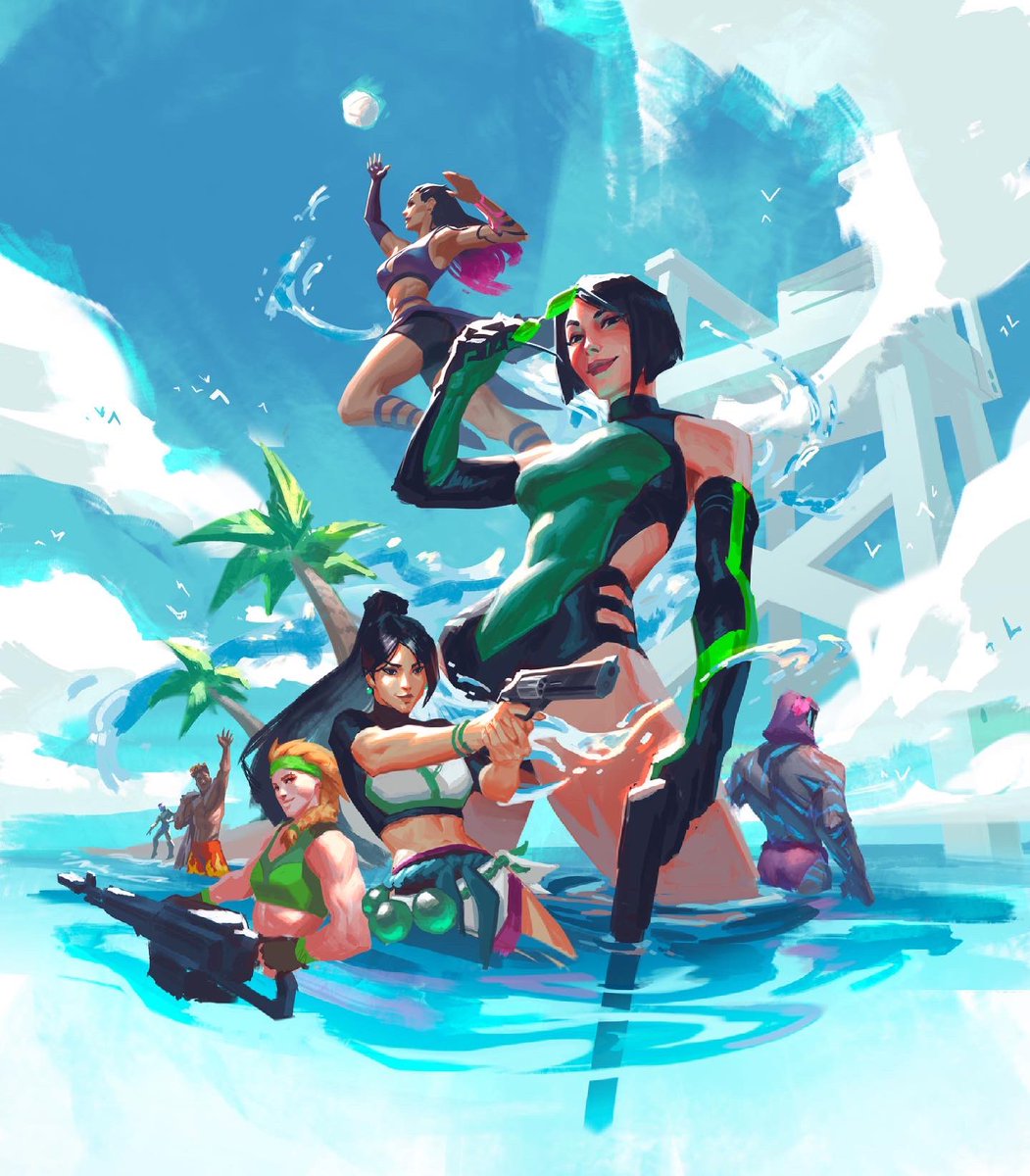 Fun weekend fanart, pool party valorant makes me happy