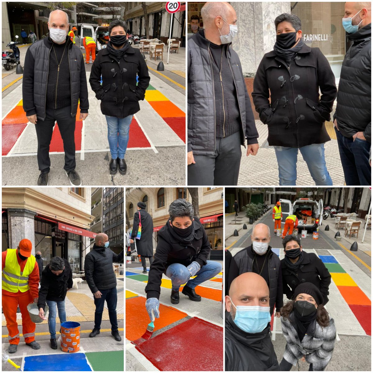 Hoy en el #DiaInternacionalDelOrgulloLGBTQ+ con <a href="/horaciorlarreta/">Larreta</a> <a href="/soyjuanjomendez/">Juanjo Mendez</a> <a href="/pamelamalewicz/">Pamela Malewicz</a> <a href="/claramuzzio/">Clara Muzzio</a> pintamos una senda peatonal con el firme compromiso de seguir trabajando por una Ciudad respetuosa de la diversidad sexual.
#Orgullo2021
