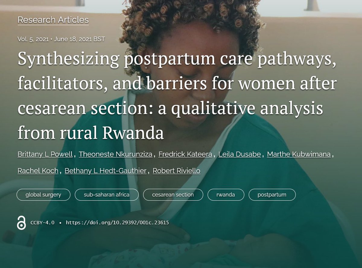 Bethany Hedt-Gauthier, PhD (@bhedtgauthier) on Twitter photo Just out! **Postpartum care experiences for women delivering via c-section in rural Rwanda**
Some key lessons below: 1/
<a href="/PIH_Rwanda/">PIH_Rwanda</a> <a href="/HarvardPGSSC/">Harvard Global Surgery</a> <a href="/Theonkurunziza/">Théoneste NKURUNZIZA, PhD</a> <a href="/LeilaDusabe/">Dusabe Leila</a> <a href="/Rachel_Koch/">Rachel Koch</a> <a href="/robertriviello/">Robert Riviello</a>
joghr.org/article/23615-… Just out! **Postpartum care experiences for women delivering via c-section in rural Rwanda**
Some key lessons below: 1/
<a href="/PIH_Rwanda/">PIH_Rwanda</a> <a href="/HarvardPGSSC/">Harvard Global Surgery</a> <a href="/Theonkurunziza/">Théoneste NKURUNZIZA, PhD</a> <a href="/LeilaDusabe/">Dusabe Leila</a> <a href="/Rachel_Koch/">Rachel Koch</a> <a href="/robertriviello/">Robert Riviello</a>
joghr.org/article/23615-…