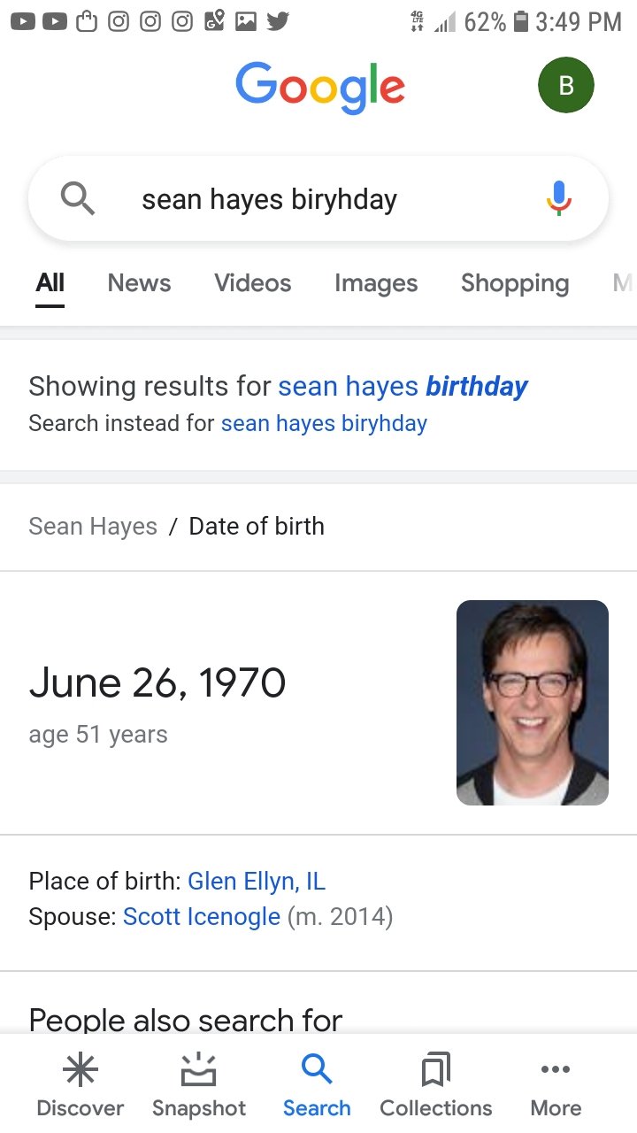  Happy Birthday to Sean Hayes! 