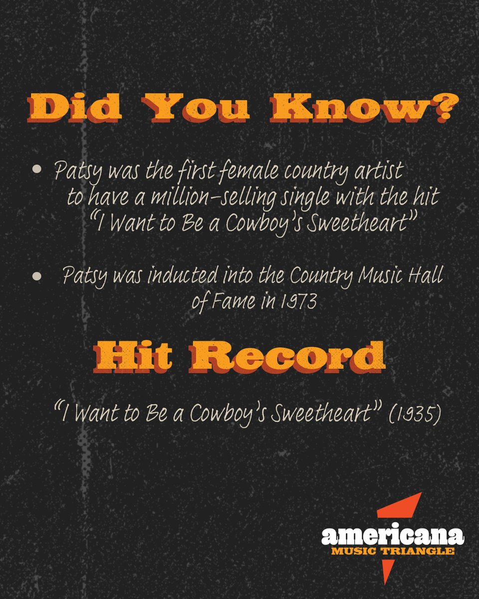 AMTriangle's tweet image. Patsy Montana, radio personality, cowgirl and lead vocalist for “The Prairie Ramblers” experienced stardom with her 1935 solo hit “I Want to Be a Cowboy’s Sweetheart."

What’s your favorite Patsy Montana tune? 🎶

@artourism  @countrymusichof 
#behindtheartist #AMTriangle