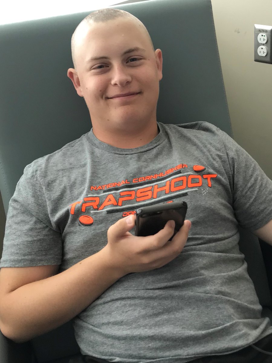 NebraskaMed's tweet photo. He should be at the College World Series tonight, but instead baseball lover Wyatt Gildersleeve is going through chemo this summer.  Don't you think this picture would look great on the scoreboard at @tdameritradeprk during the championship series? #CWS #TEAMGILLY https://t.co/gYlr9V86DC