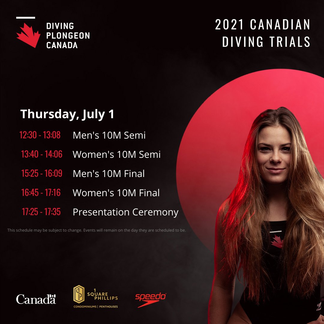 DivingCanada's tweet image. Welcome to Canada’s 2021 Diving Trials! 
You can find schedules, live results, final results and live broadcasting here:
diving.ca/2021-canadian-……
cbc.ca/player/sports/……
ici.radio-canada.ca/sports/horaire……
@Speedo @CBC @CBCOlympics @iciradiocanada @RDSca