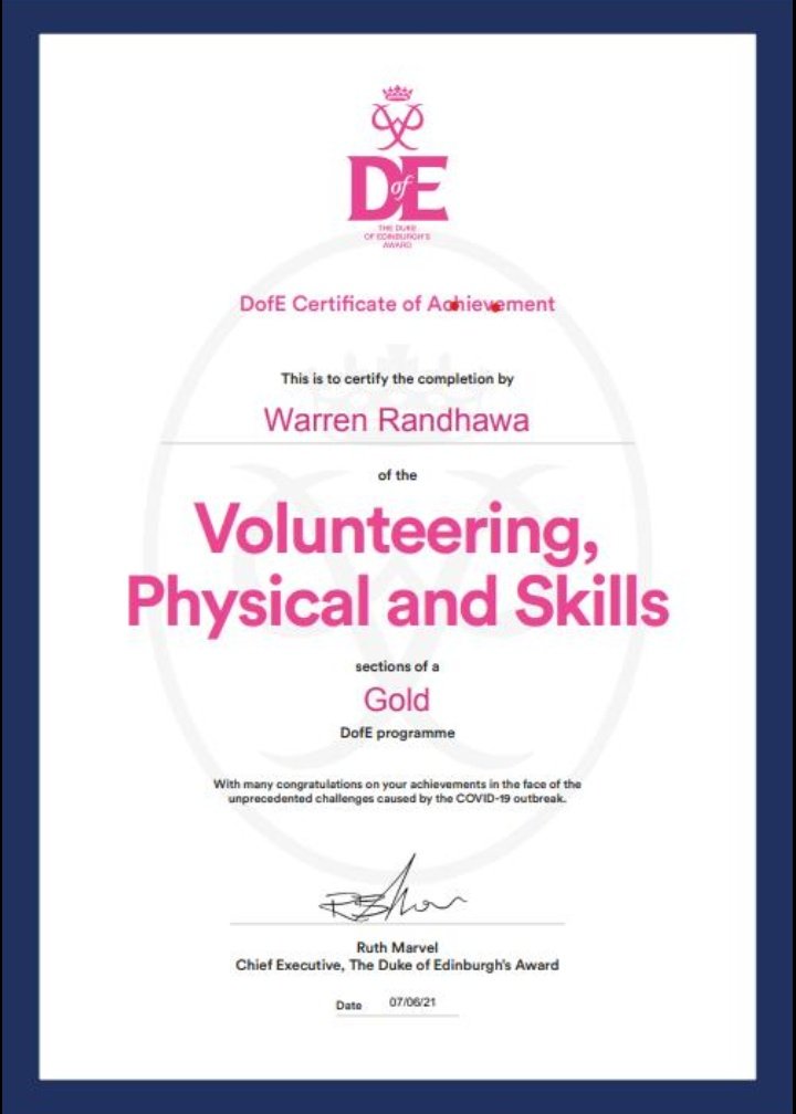 This feels like a bit of a landmark. Our first <a href="/DixonsSixth/">Dixons Sixth Form Academy</a> Gold <a href="/DofE/">The Duke of Edinburgh’s Award</a> achievement. Warren worked hard through lockdown to achieve all but the expedition component of his award and beginning exped. training while also completing his final assessments. <a href="/DofENorth/">DofE North</a>