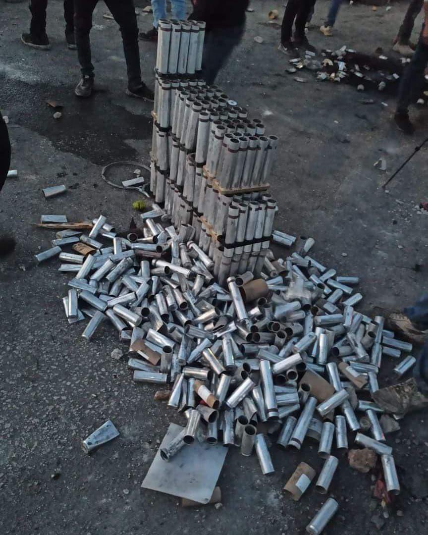 qamheyeh's tweet image. This deadly collection are used in one day only! Colonial Israeli military use  tear gas grenades, and deadly live bullets aiming at young civilians who are peacefully protesting against the theft of their land to establish illegal settlements in Jabal Sabih. #SaveBeita