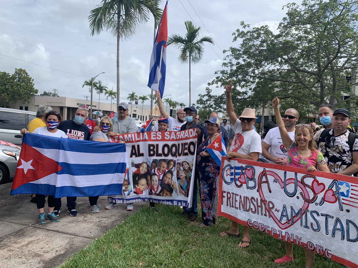 Despite efforts by right wing Cubans in Miami to sabotage us, we had a great caravan calling on Biden to lift the blockade