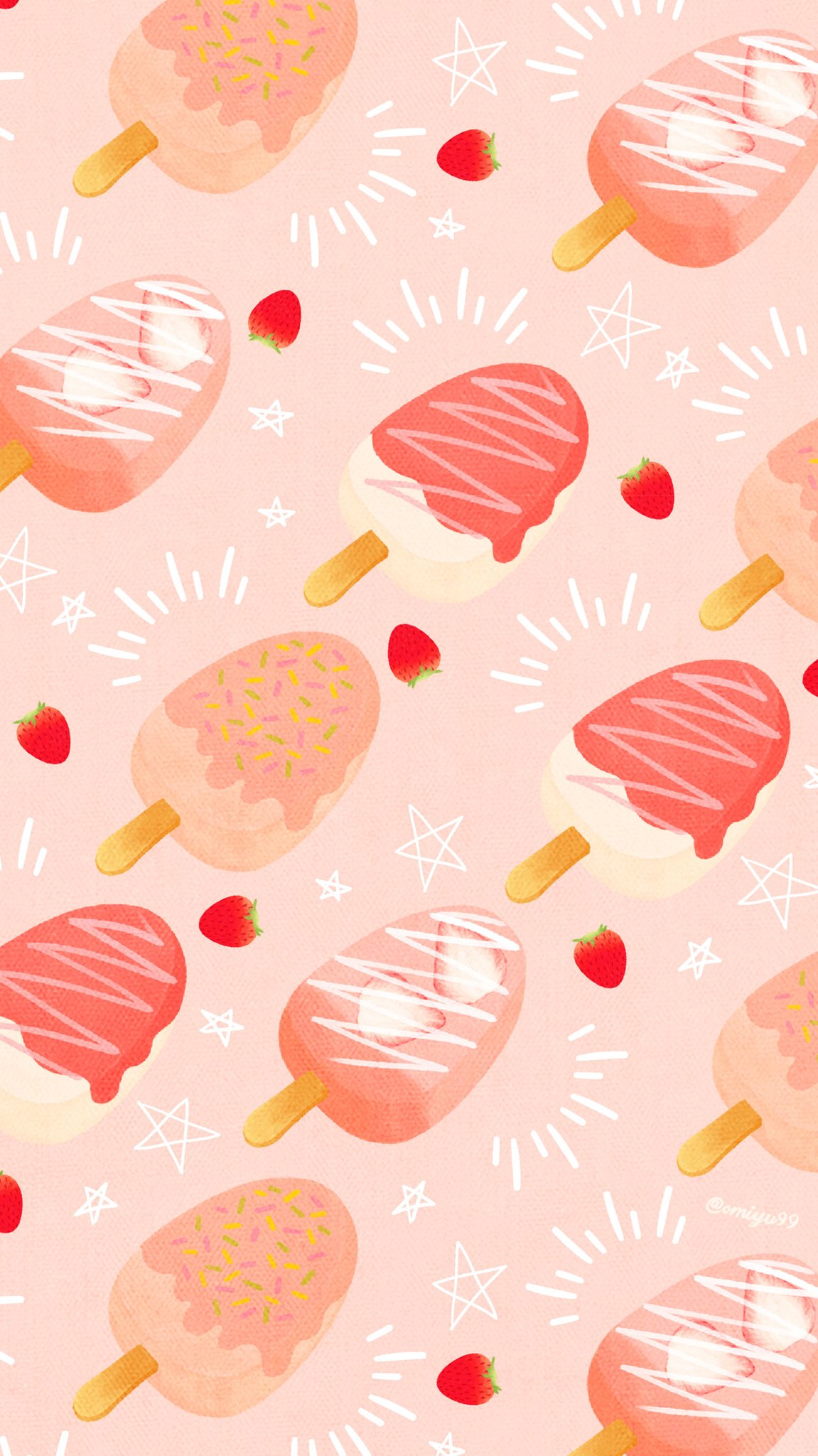 Omiyu お返事遅くなります いちごアイスな壁紙 Illust Illustration 壁紙 イラスト Iphone壁紙 アイス Icecream いちご Strawberry 食べ物 T Co C7b1pdphzi Twitter