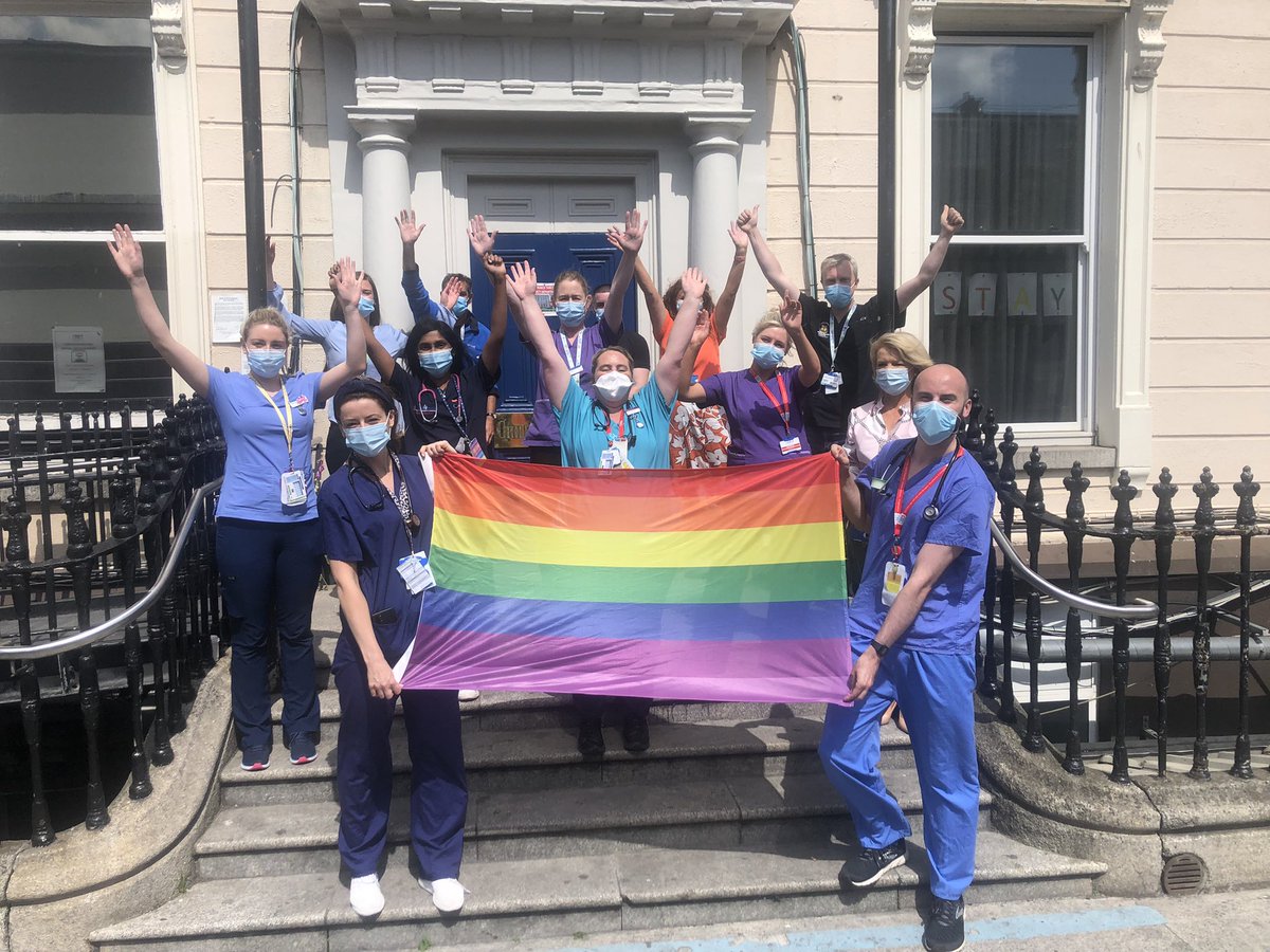 TempleStreetHos's tweet photo. A happy moment with staff as we hung this flag and launched #HSERainbowBadges today. 

We are so proud that @TempleStreetHos is a place of inclusion for our staff, patients and families.

Read about the CHI launch ⬇️
https://t.co/MxThuR3J6V

#HSERainbowBadges
#Pride2021 https://t.co/9SsqYU9gOt