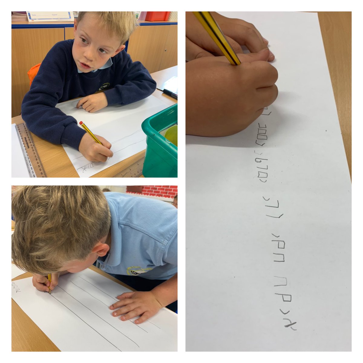CCCRPrimary's tweet photo. In Year 2 this afternoon, we learned about the Jewish holy book: the Torah. The children tried writing their names using Hebrew letters and started to make scrolls with Hebrew writing too. #cccry2 https://t.co/WzfjuRMPOQ