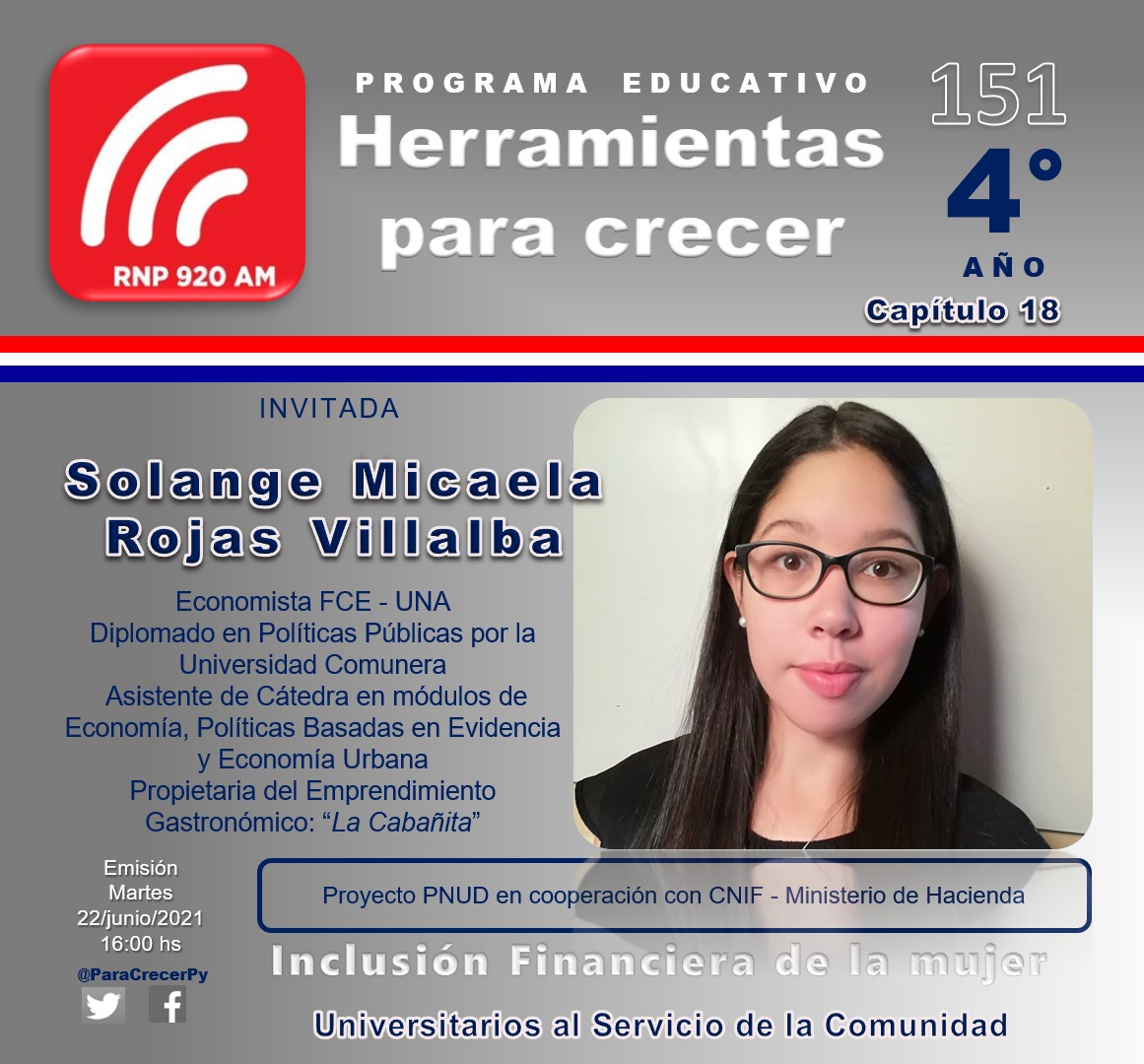 solangerojas_'s tweet photo. Conversamos sobre el proyecto de Inclusión Financiera p/Mujeres que llevamos adelante a través del @PNUDPARAGUAY

Los invito a oirme mañana martes 22/06/2021 a las 16 hs por #AM920 
Links:https://t.co/pmX7ZsdM3b⬇️
https://t.co/ZQR5hU9lHw

¡Gracias por el espacio @rojasjuancarlos! https://t.co/r6GJhRf8hJ