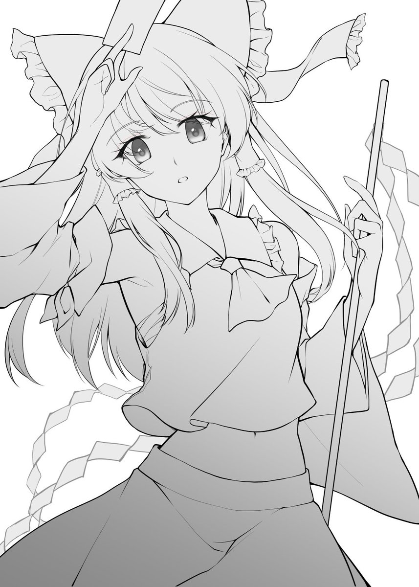 霊夢線画 