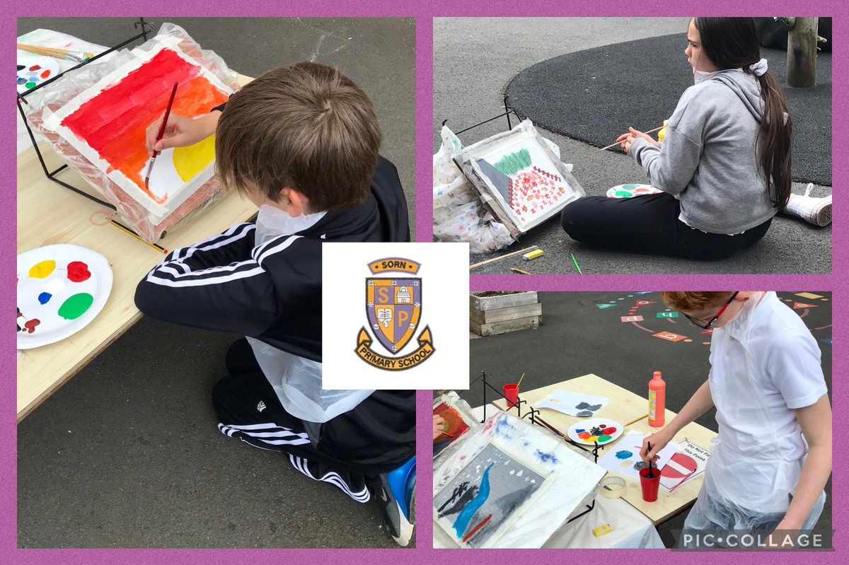 EACSornPS's tweet photo. P6/7 participated in the last of Miss Evan’s ‘Paint Around the School’ @EacCreative Minds project today. The pupils have thoroughly enjoyed exploring their creative sides using our beautiful surroundings as a stimulus. Our art gallery is looking super too. #outdoors #teamsorn https://t.co/r7EyAImzbP