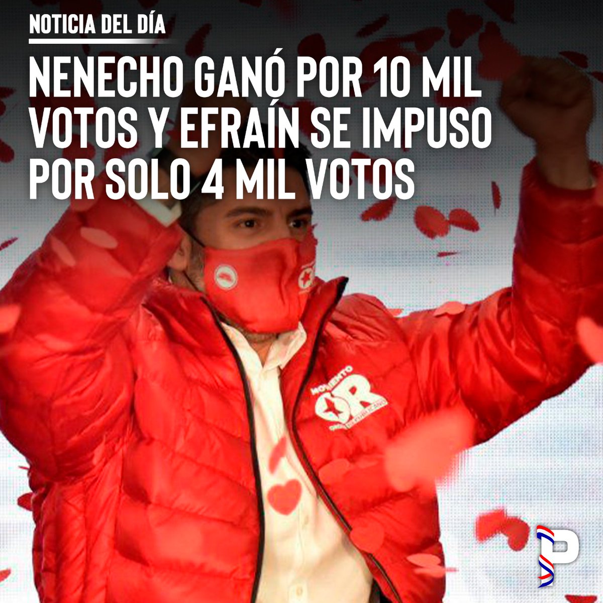 🗣️Nenecho, se llevó el primer lugar con 9 mil votos de diferencia en la disputa que tuvo contra Dani Centurión, en las internas coloradas, mientras que Efraín se impuso con solo 1% de diferencia a Salyn Buzarquis.