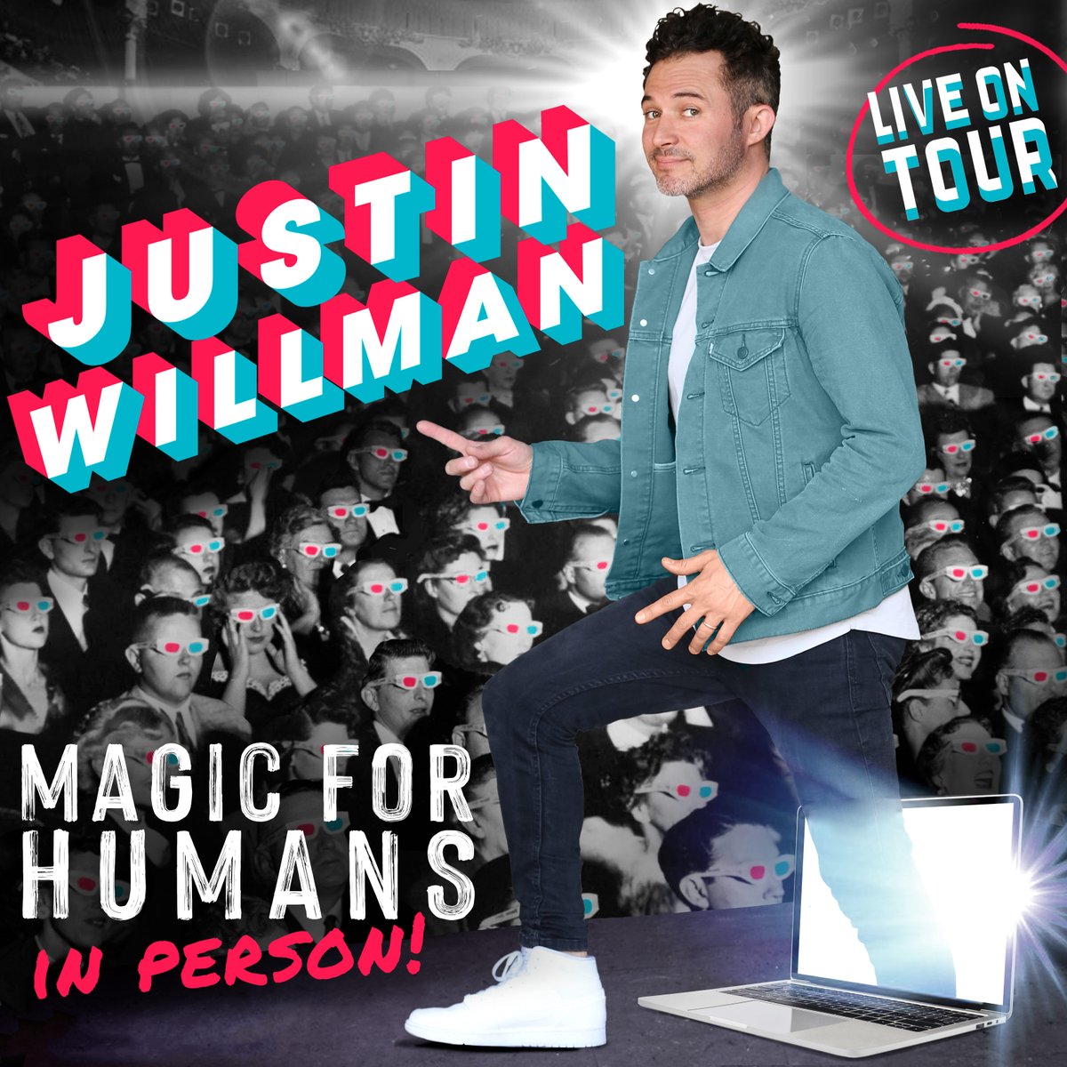 Justin_Willman's tweet photo. It’s happening!! So excited to announce my new tour: MAGIC FOR HUMANS IN PERSON! The first batch of dates are up on my site now, more adding soon. I cannot wait to do magic for your three dimensional faces! https://t.co/ubaZ1c27pv🎉🎩 #MagicForHumansTour https://t.co/ww7WPseUhD