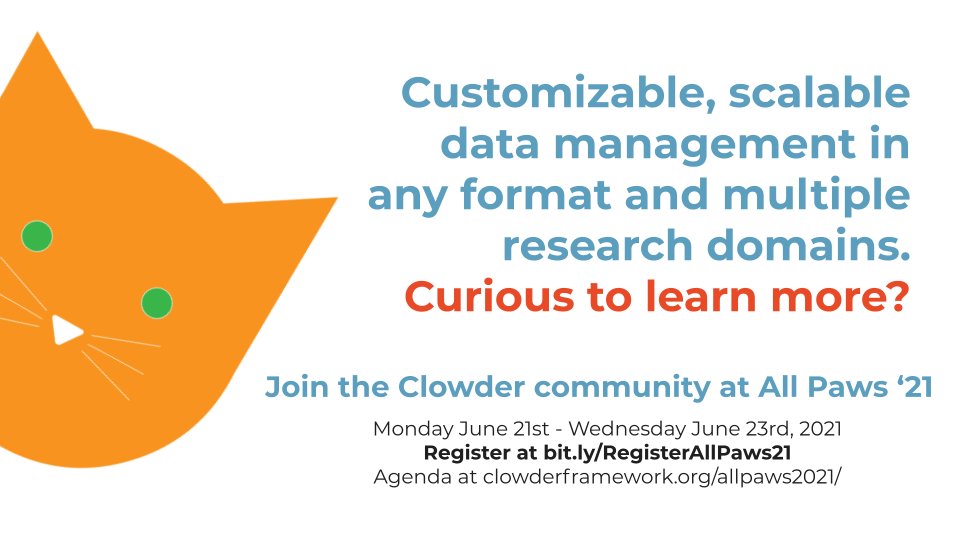 ClowderFramewrk's tweet photo. Can't join the Clowder community for #AllPaws21? We'll be sharing talks and tutorials on our YouTube channel following the event. 

Subscribe to learn more about our #opensource #datamanagement platform! https://t.co/u1P9zF4HJT https://t.co/oMIdQYCcvQ